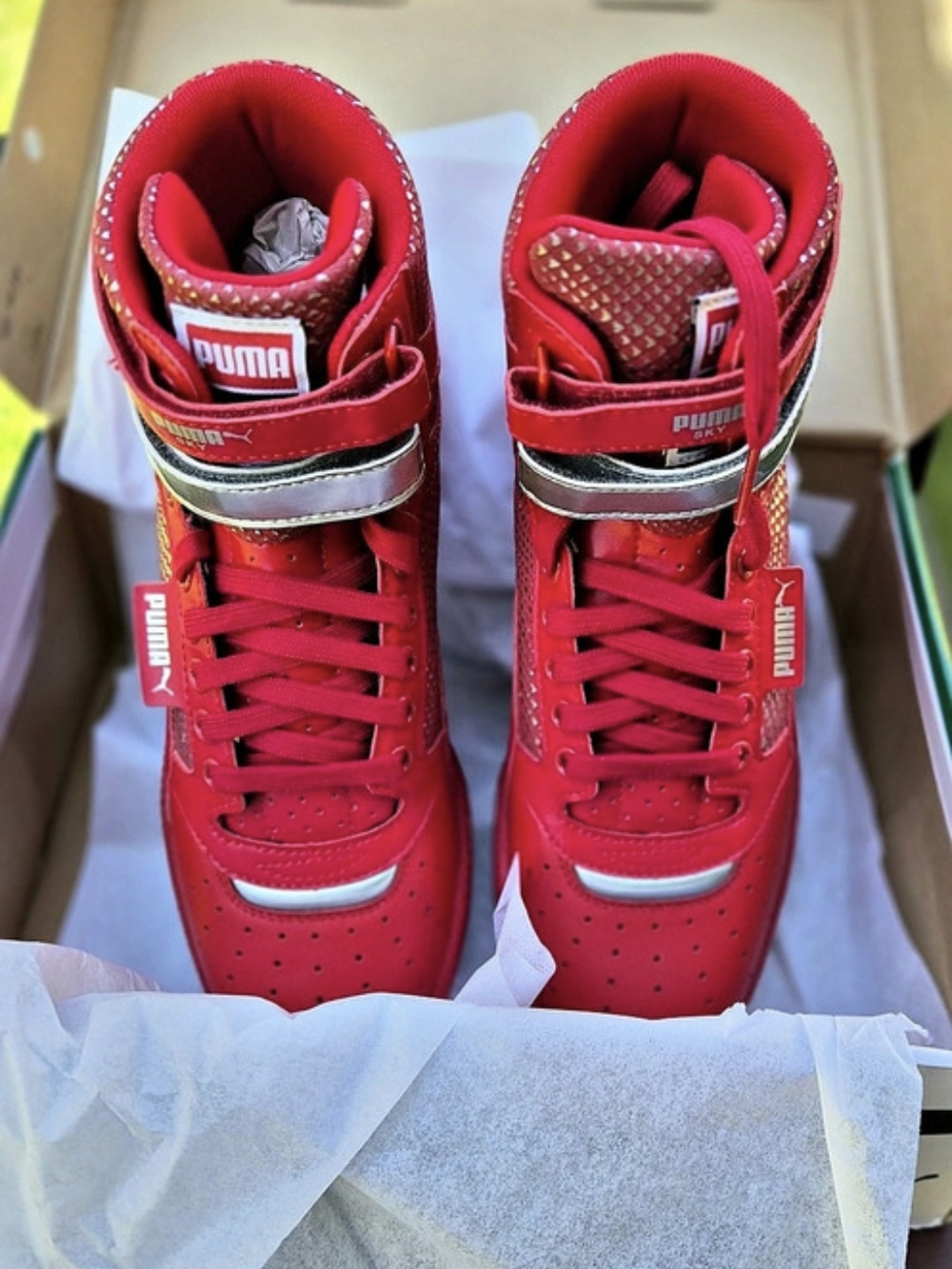 Puma Sky II Hi Futur Minimal Red/Silver Sneakers - NIB (Womens 8 / Mens 6.5) - Picture 3 of 6